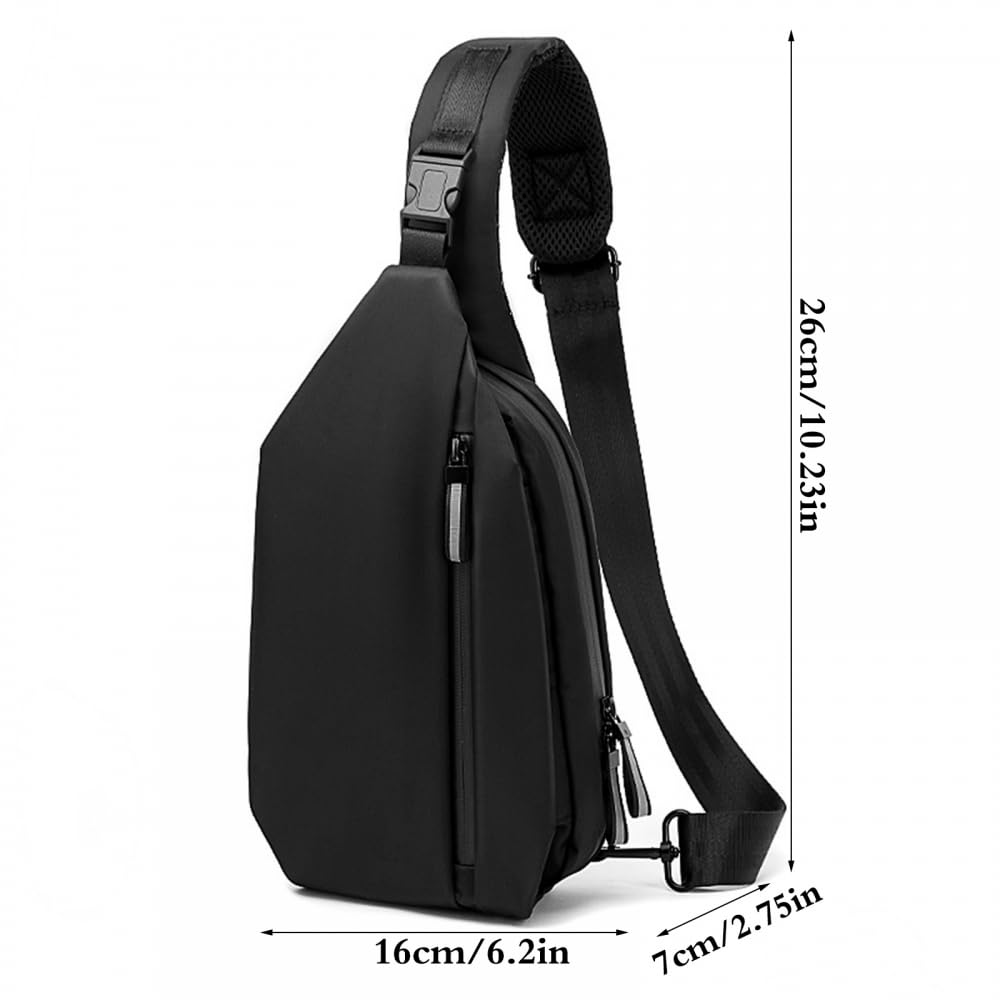 Crossbody Sling Bag, Anti-Diebstahl Herren Schultertasche, Wasserdicht Brusttasche Sling-Rucksack mit einem Riemen für Herren und Damen zur Freizeit, Reisen, Wandern, Fitnessstudio, Outdoor-Sport
