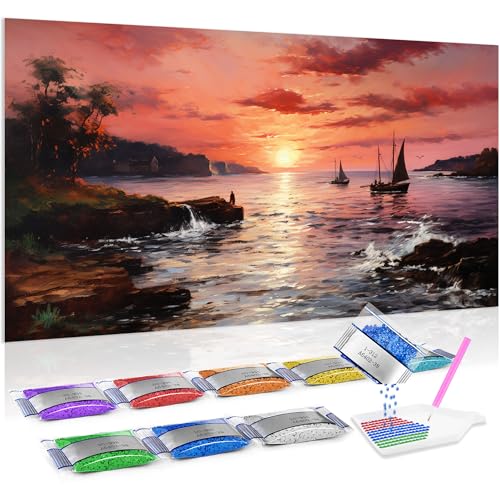 DIY de pintura de diamantes Jumpdot: crea un amanecer marino y llena de calma tu hogar