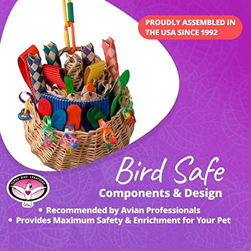 Super Bird Creations Sb669 Wicker Foraging Basket Bird Toy With Array Of Chewable Toys For Parrots, Medium Size, 10” X 4” X 5”, Varies, 1 Count (Pack Of 1) #TOP6