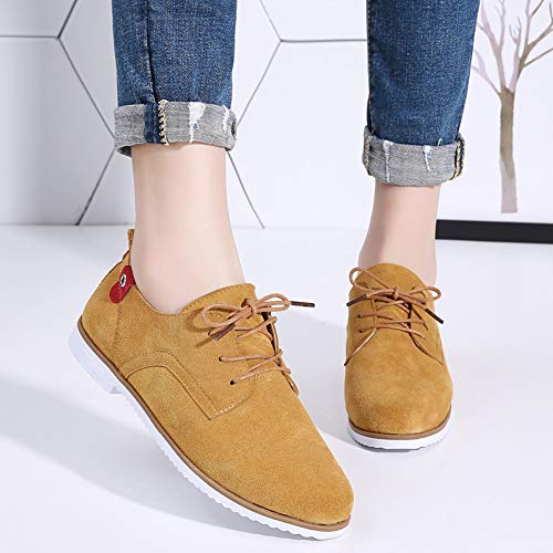 SaraIris sapato feminino vintage sem salto Oxfords com cadarço e camurça, sapato Oxford para outono