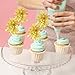 40pcs Foil Firework Cupcake Toppers Happy Birthday Cupcake Toppers Sparkle Tinsel Cupcakes Picks Cocktail Fruit Toothpick for Birthday Wedding Graduation Party Cake Decorations (Gold)