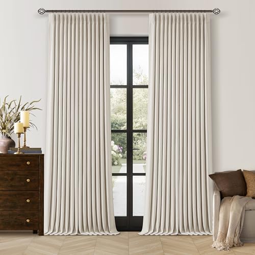 Pinch Pleated 100% Blackout Linen Curtains 96 Inch Length 2