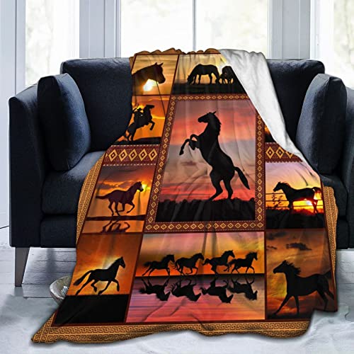 Horse Blanket Animal Print Throw Blanket, Soft Cozy Blanket Fleece Blanket Couch Blanket Bed Throw Tv Blanket Horse Lovers Gifts For Girls Women Men - 40"X50"(Child) #TOP1