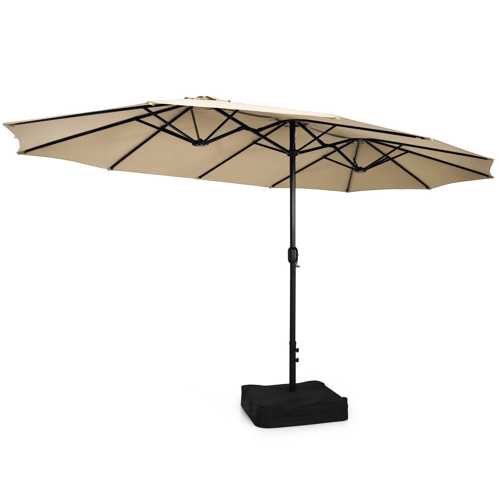 COSTWAY Sombrilla Terraza Exterior Doble 451,5 x 264cm, Sombrillas Jardin Grandes con Base, Manivela, Parasol Jardin Exterior Patio Terraza Piscina