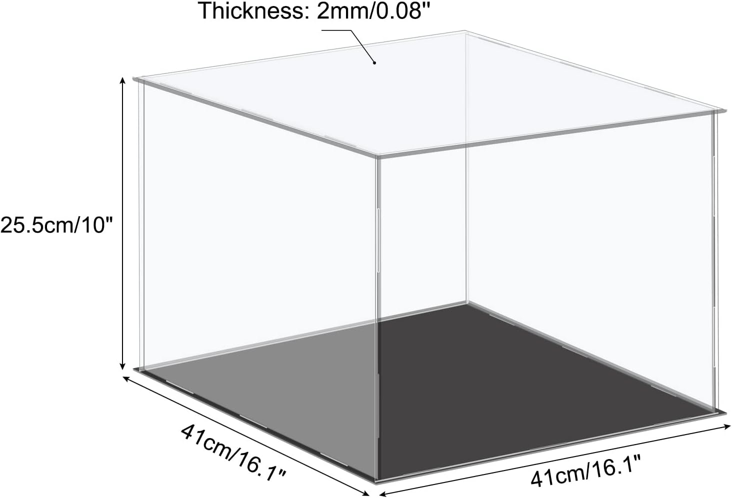 MECCANIXITY Acrylic Display Case Plastic Box Cube Storage Box Clear Small Assemble Dustproof Showcase 16.1x16.1x10 Inch for Collectibles Items
