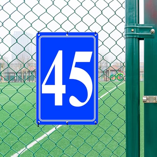 Image of Premium Aluminum Number Signs 45, Metal 12 inch X 8 inch Blue Numbered Signs Outdoor for Parking Lots, Floor, Dock, Court, Aisle, Field, High Visibility, No Fade, Weather-resistant