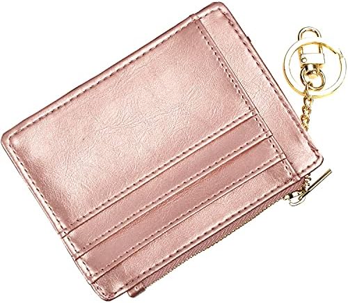 woogwin Slim RFID Credit Card Holder for Women Mini Front Pocket Wallet Purse With Keychain