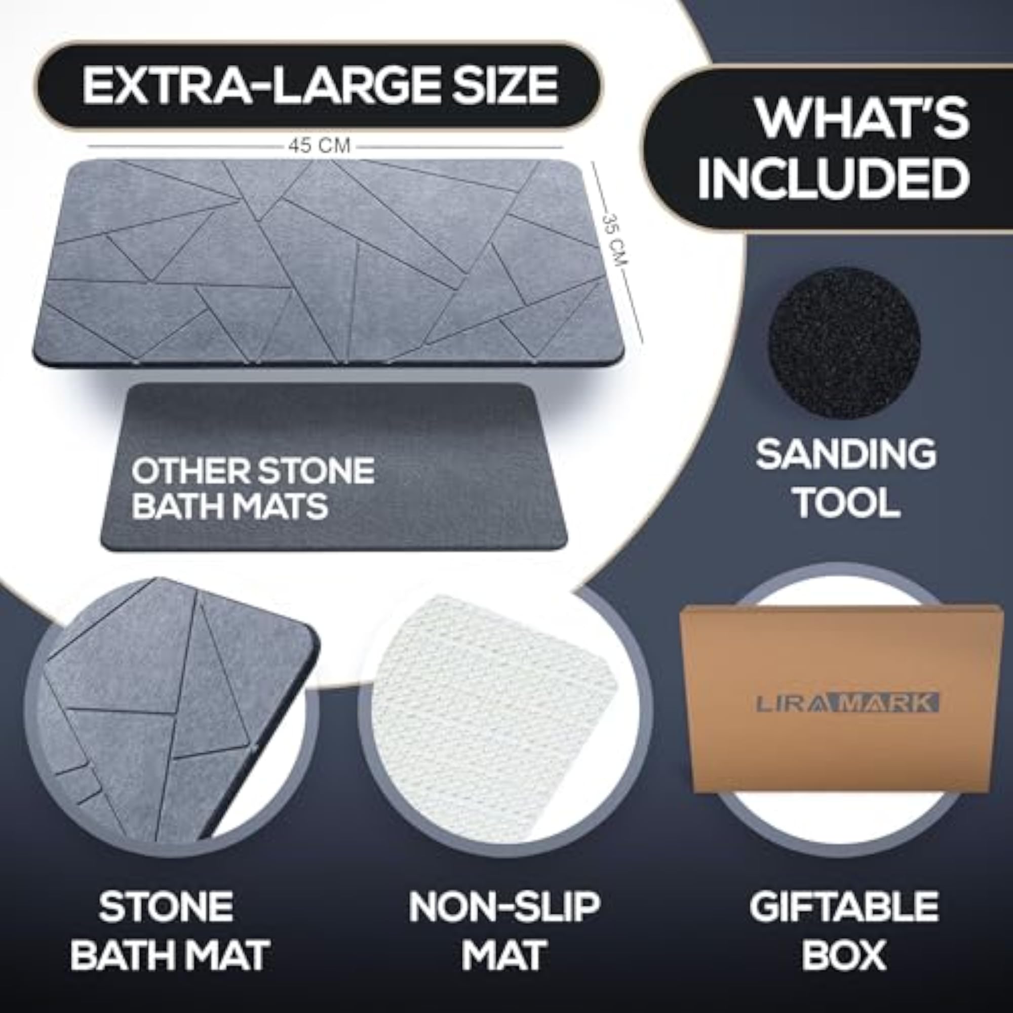 Diatomaceous Earth Non-Slip Shower Mat, Quick-Drying