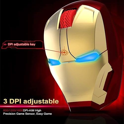 Miniatura 5 de Nidiox Ratón inalámbrico, 2.4 G, mouse de Iron Man silencioso con receptor USB, ratones de computadora portátiles para PC, tableta, portátil,