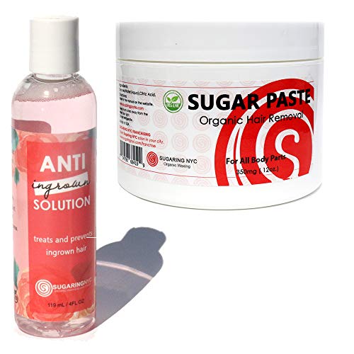 Sugar Wax Organic for Bikini Brazilian Legs Underarms Waxing + Anti Ingrown Hair Solution Kit Sugar Wax Organic for Bikini Brazilian Legs Underarms Waxing + Anti Ingrown Hair Solution Kit
