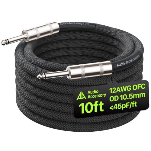 Image of AA AUDIO ACCESSORY 12 AWG 10.5mm 1 /4 inch TS Mono Speaker Cable 10ft Nylon Braided, Kevlar-Reinforced,Triple Shielded (2 OFC&Al-Foil), Noiseless Amp Head to Cabinet TS Cable, for Marshall Boss Orange EVH
