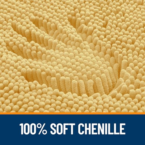 Image of OLANLY Large Bathroom Rugs 50x30, Extra Soft Absorbent Chenille Bath Rugs, Rubber Backing Quick Dry, Machine Washable Bath Mats for Bathroom Floor, Tub and Shower, Home Decor Accessories, Yellow