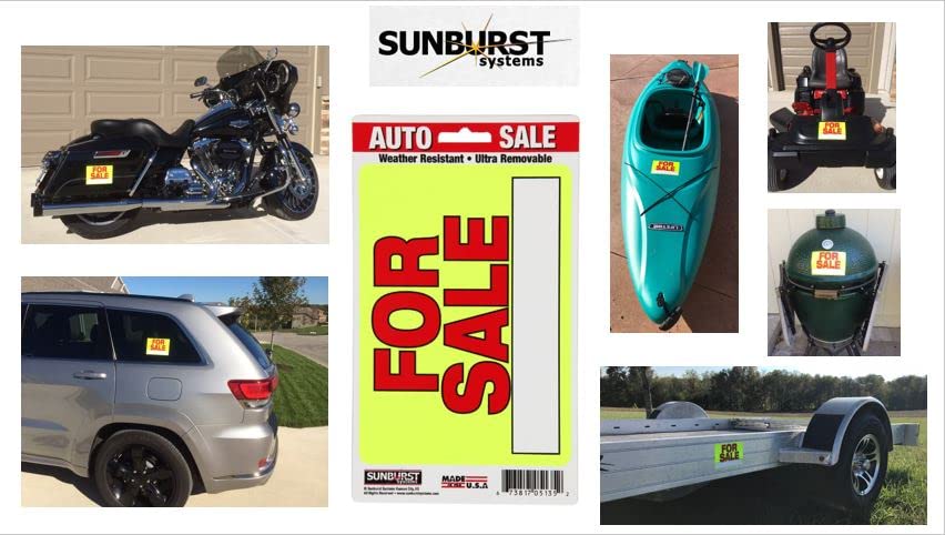 Image of Sunburst Systems 5135 for Sale Decal, Ultra-Removable Window Sticker, 6.5 inch x 4.5 inch (Pack of 2)