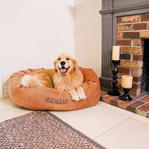 Image of Majestic Pet Personalized Villa Shredded Memory Foam Mix Calming Dog Bed Washable - Cozy Soft Round Dog Bed with Spine for Head Support - Fluffy Donut Dog Bed, 24 Inch, Orange