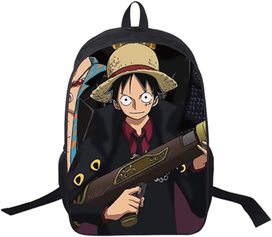 WANHONGYUE One Piece Anime Laptop Backpack Borsa da Scuola Zaino Studente Zaini Casual Viaggio Zainetto Nero-1
