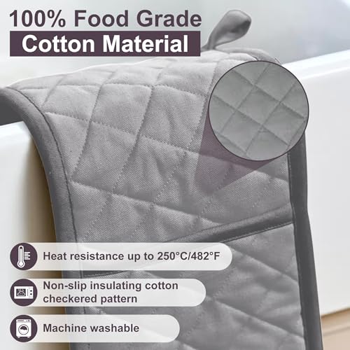 BlissLo Cotton Double Oven Gloves Heat Resistant, Machine Washable Grey Oven Gloves Double Protects Hands, Attached Oven Mitts Durable, Heat Proof Pot Holders for Kitchen with Hanging Loop - Grey - Cosy Home Interiors BlissLo Cotton Double Oven Gloves Heat Resistant, Machine Washable Grey Oven Gloves Double Protects Hands, Attached Oven Mitts Durable, Heat Proof Pot Holders for Kitchen with Hanging Loop - Grey - Image 9