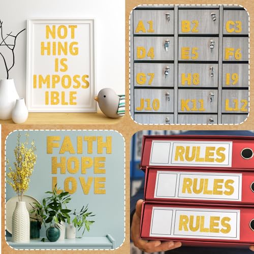 Image of Harloon 232 Pcs Large Glitter Letter Stickers 24 Sheets Classroom Bulletin Boards Decorations Big Font Alphabet Letter Self Adhesive Letters Stickers Back to School Decor DIY Craft(Gold,6 Inch)