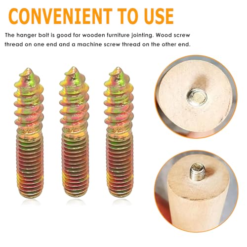 Image of generic 10pcs M8x40mm Hanger Bolts Double Headed Bolts Screw Kit,Self-Tapping Hanger Bolts Screw for Wood Furniture,with 1pcs M8x1.25mm Driver, Zinc-plated surface
