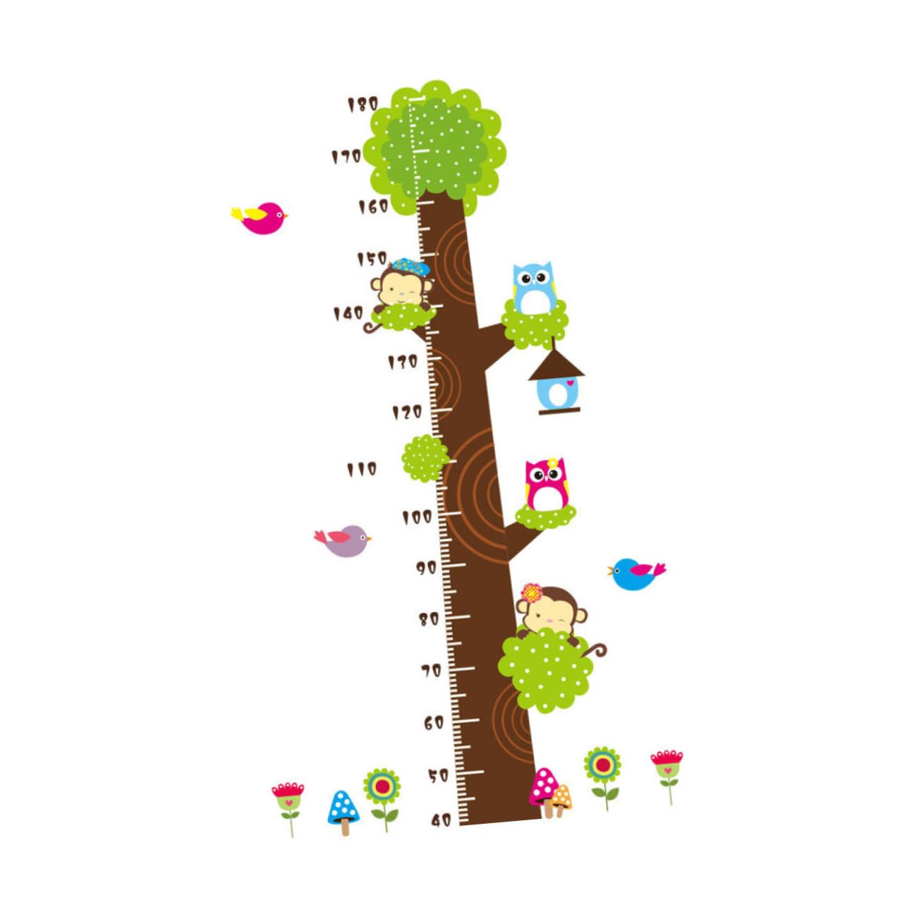 Ciieeo 1 Pc PVC Height Measuring Sticker for Boys and Girls Adorable Owl Tree Growth Chart