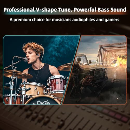Image of CCZ DC01 Pro Gaming Earbuds, Professional iems for Gaming, Super Bass in Ear Monitor Headphone Wired Earphones with 1DD, Patent Ear fins, Ear tips, for School Student Laptop Podcaster (black with mic)