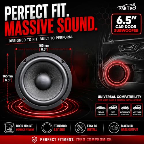 Image of FABTEC 6.5 Inch Mid Range Speakers 60w RMS / 250w Peak Power 4 Ohm for Cars, Home Theatre & DIY Projects (Pack of 2)