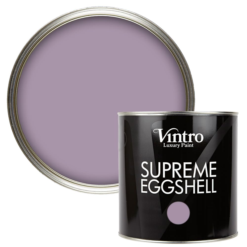 Vintro Paint | Eggshell Paint | for Walls | Wood | Trim | Satin Furniture Paint | Interior & Exterior Use. (Lilac - Amethyst, 2.5 Litres)