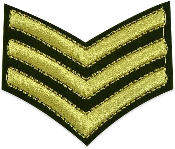 Expo International El ranking militar raya Chevron hierro 4pc parchesapliques, amarillonegro