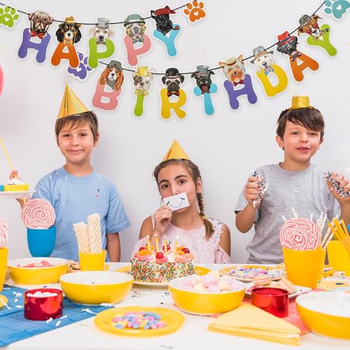 Hund Geburtstag Banner Hund Happy Birthday Banner Set Party Set Haustier Geburtstag Hunde Party Dekoration Motto Geburtstagsparty Zubehör Hundetorte Tortendekoration