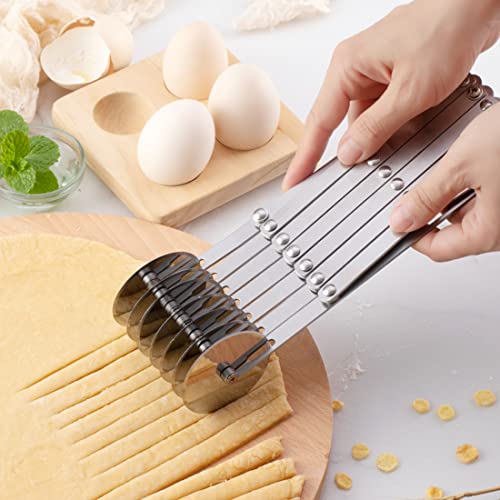 Miniatura 6 de Cortador De Masa De Acero Inoxidable Con 5 Ruedas Cortador De Pizza Y Pastas Lateral Para Repostería Cortapizzas Con Asa Para Hornear, Pastelería, Pan 5 Wheel