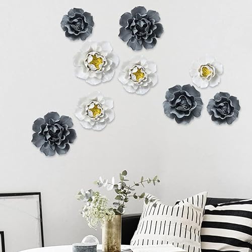 Miniatura 4 de VOSAREA Decoración de pared de margarita de cerámica, decoración de pared de flores, suculentas, decoración de pared de metal, decoración de jardín