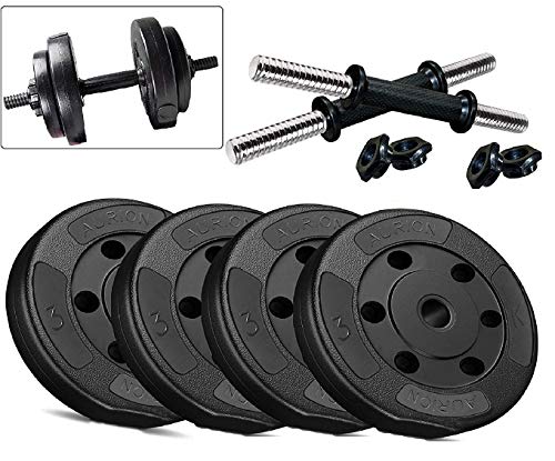 Aurion DB*12 Leather PVC Home Gym and Fitness Kit, 12 Kg (Black)