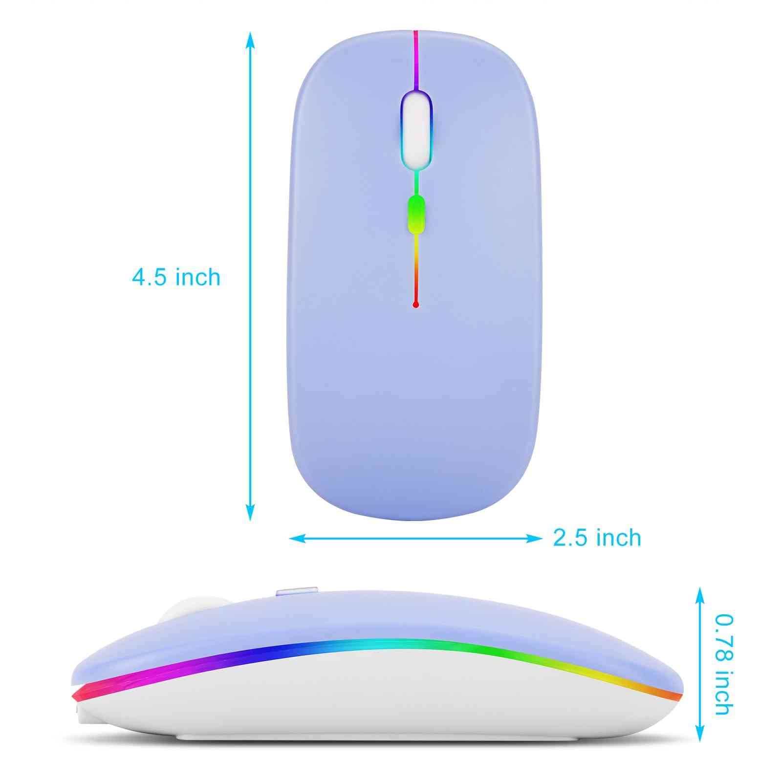 UrbanX 2.4GHz & Bluetooth Mouse, Rechargeable Wireless Mouse for Tecno Camon 18T Bluetooth Wireless Mouse for Laptop/PC/Mac/Computer/Tablet/Android RGB LED Lavender Purple