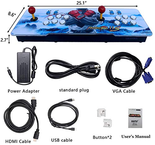Arcade Games Machines for Home Pandora 11s Arcade Console -3399 Games Installed, Support 3D Games,1280x720 Full HD,Favorite List,Classic Arcade Game,4 Players Online Game,2 Player Game Controls