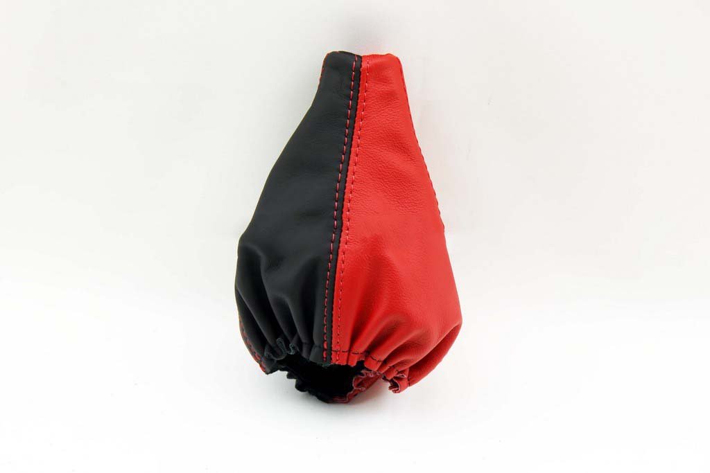 DSVETTES Fits 1997-2004 Corvette C5 Real Black/Torch Red Leather Automatic Shift Boot (Skin Only)