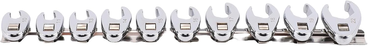 EVTSCAN 10PCS 3/8 Inch Metric Crowsfoot Wrench Set with Chrome Plating for Automotive Maintenance