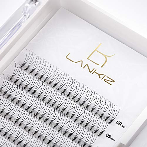 LANKIZ Volume Lash Extensions Premade Fans Eyelash Extensions 3D 0.1mm C Curl 14mm Long Stem Russian Volume Individual Lashes