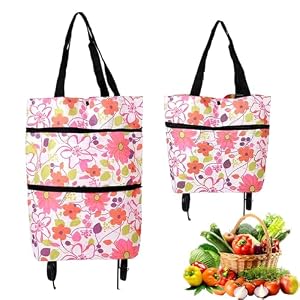 Foldable Shopping Trolley Bag with 5KG Capacity(Pink)