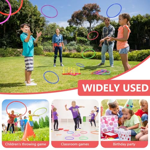 Image of OBTANIM 12 Pcs Plastic 7 Inch Ring Toss Game for Kids and Outdoor Toss Rings for Speed and Agility Practice Game, Random Colors