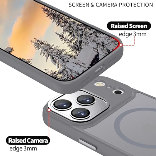 Image of Elzzi Magnetic Magsafe for iPhone 17 Pro Max Case (Compatible with MagSafe) Slim Translucent Matte Shockproof with Anti-Fingerprint Phone Case - Grey