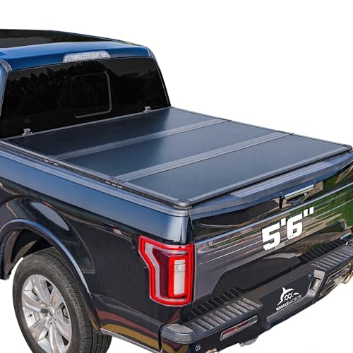 Hard Folding Truck Bed Tonneau Cover Compatible with Ford F150 F-150 2004-2014 5.5 ft Short Box Tri Fold Style