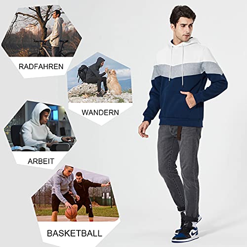 MANLUODANNI Herren Kapuzenpullover Raglan Men's Hoodie Pullover mit Kapuze Casual Sweatshirt Classic Farbabstimmung Hoody – Bild 4