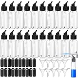 Singhoow 20 Set Airbrush Siphon Bottles Jars 1.06 Ounce(30cc) Plastic Paint Containers with Funnel Dual-Action Siphon Suction Feed Airbrush Sets Resealable for Storing Various Paints and Liquid