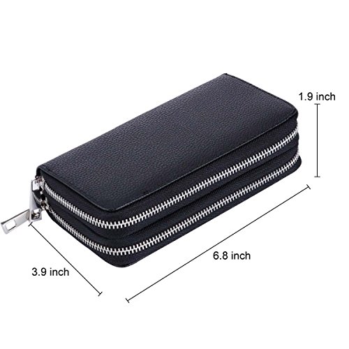 Image of XEYOU Double Zipper Long Clutch Wallet Cellphone Wallet for Women with Removable Wristlet Strap for Credit Card, Cash, Coin, Bill