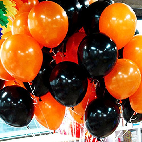 Ballons d'hélium latex noir et orange 30,5 cm sans éclatement pour décoration festive sans stress