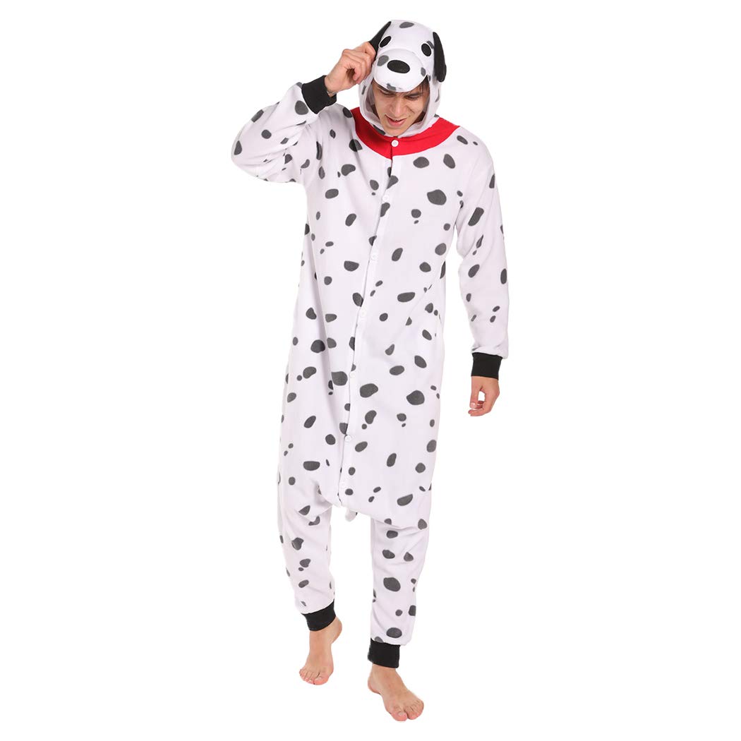 Guturris Unisex Pigiama Dalmata Animale Onesie Animale Costumi Cosplay Adulto Bianco