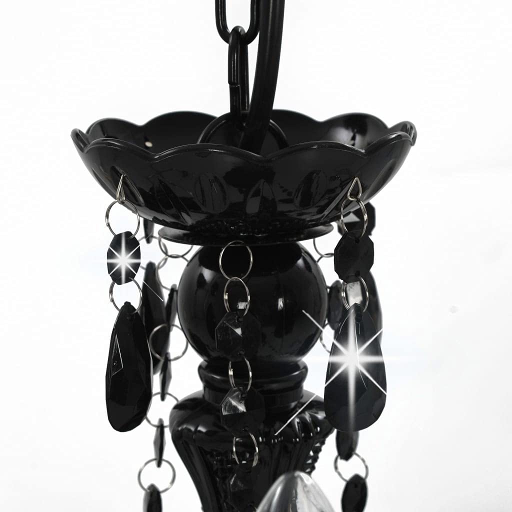 vidaXL Lámpara de Araña con Cuentas Iluminación Interiores Diseño Extravagante Atrevido Moderno Óptima Iluminación Negras Redonda 3 Bombillas E14