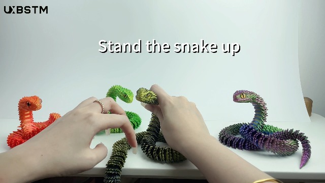 Serpiente Flexible Impresa En 3D - Juguete Antiestrés Decorativo Verde 60cm