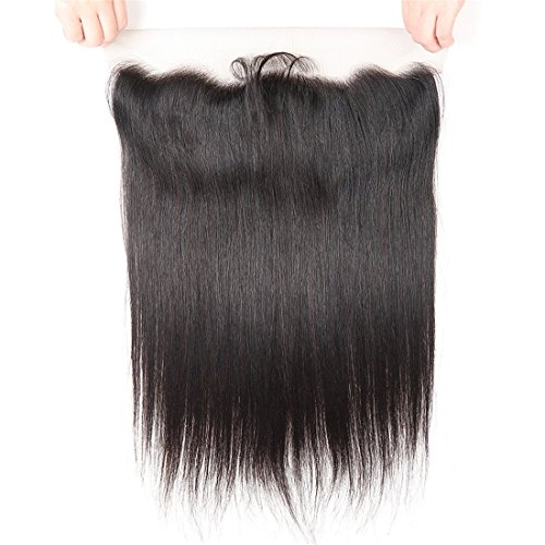 West Kiss Brazilian Straight Hair 13x4" Lace Frontal With Baby Hair Free Part Human Hair Extensions Natural Color (12 inches lace frontal)