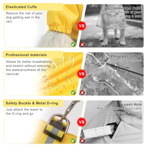 BEAUTYZOO Capa de chuva para cães com capuz com arnês embutido para cães pequenos, médios e grandes,