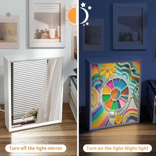 Espejo de tocador de paleta arcoíris con luces LED regulables en tres tonos FekiLoot 4